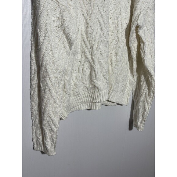 Free People Isla Sweater Women's Large Ivory White Chunky Cable Tunic Oversized - Picture 15 of 16